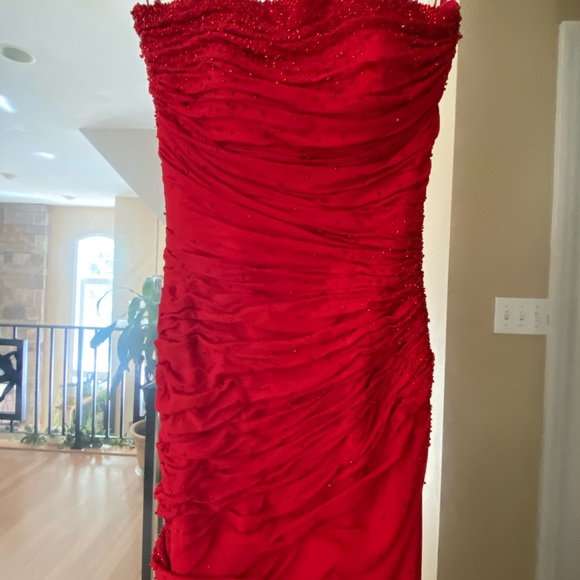 Long Silk Red beaded gown